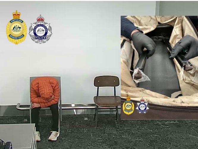 Australian-Afghan man charged with allegedly smuggling 500g of heroin into Adelaide in a suitcase on July 29, 2025. Photo: AFP